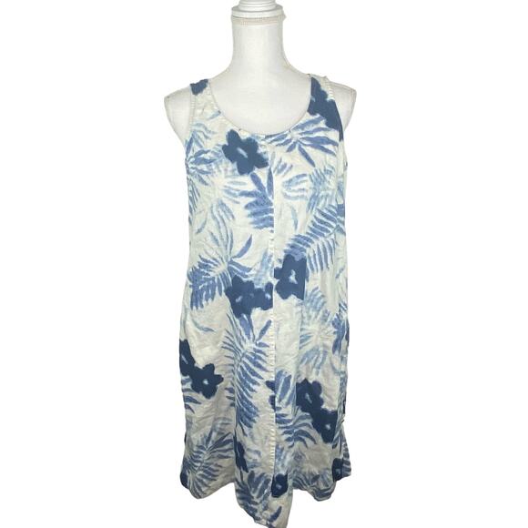 J.Jill Dresses & Skirts - J. Jill Love Linen Women's Sleeveless Shift Dress Size S White Blue 100% Linen